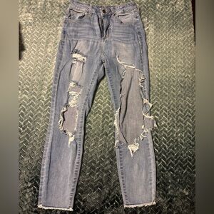 Cello Blue Skinny Jeans with Distressed Detailing